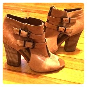 Jessica Simpson leather open toe bootie heels